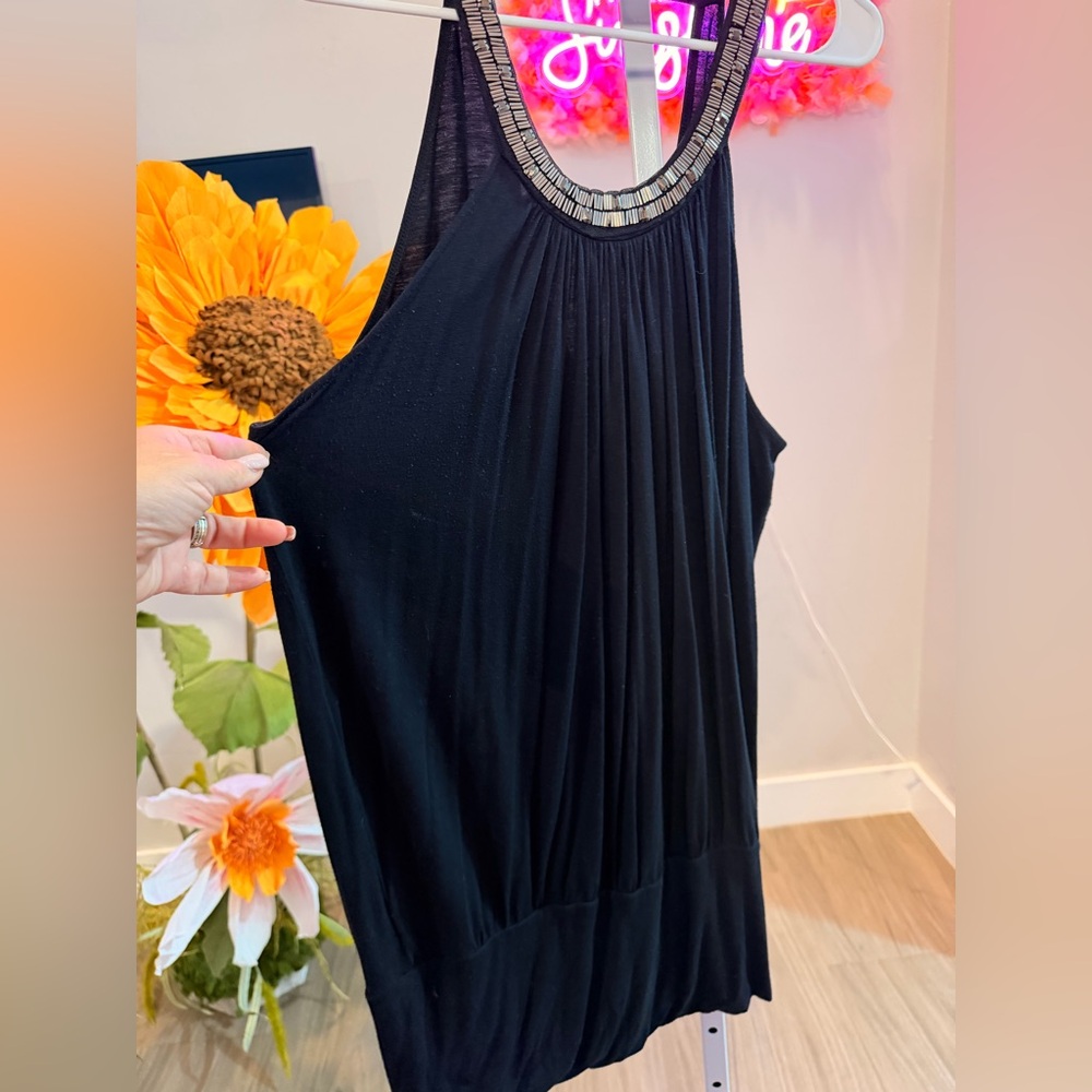 Express Black Sleeveless Top with Silver Accents